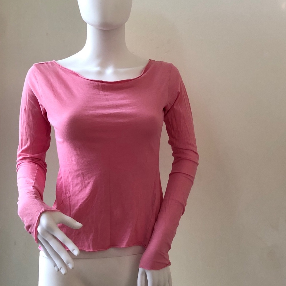 Pink Crew | Bateau Neck, Long Sleeve, Pink, M
